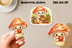 Cute mushroom stickers printable | Character mushroom PNG Product Image 1