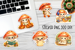 Cute mushroom stickers printable | Character mushroom PNG Product Image 1