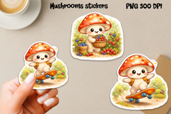 Cute mushroom stickers printable | Character mushroom PNG Product Image 1