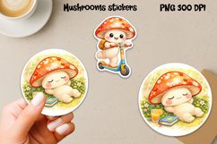 Cute mushroom stickers printable | Character mushroom PNG Product Image 1