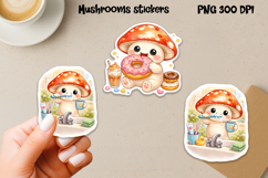 Cute mushroom stickers printable | Character mushroom PNG Product Image 1