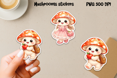 Cute mushroom stickers printable | Character mushroom PNG Product Image 1