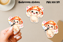 Cute mushroom stickers printable | Character mushroom PNG Product Image 1