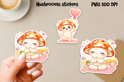 Cute mushroom stickers printable | Character mushroom PNG Product Image 1