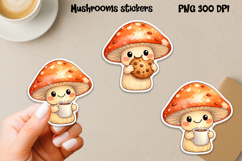 Cute mushroom stickers printable | Character mushroom PNG Product Image 1