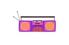 Retro Music Clipart Vintage Vinyl Records, Boombox Product Image 3