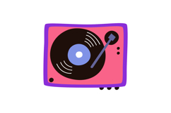 Retro Music Clipart Vintage Vinyl Records, Boombox Product Image 2