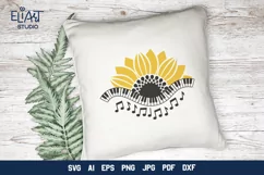 Music SVG Sunflower Design | Sunflower PNG with Music Notes Product Image 2