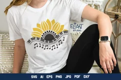 Music SVG Sunflower Design | Sunflower PNG with Music Notes Product Image 3