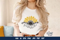 Music SVG Sunflower Design | Sunflower PNG with Music Notes Product Image 4