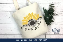 Music SVG Sunflower Design | Sunflower PNG with Music Notes Product Image 5