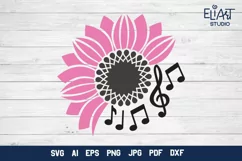 Sunflower Music Design | Sunflower PNG with Music Notes Product Image 1