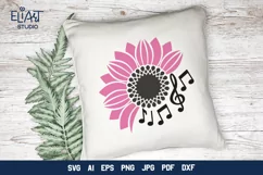 Sunflower Music Design | Sunflower PNG with Music Notes Product Image 2