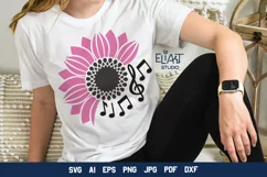 Sunflower Music Design | Sunflower PNG with Music Notes Product Image 3