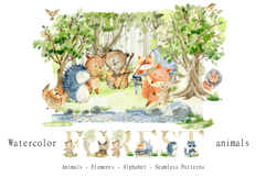 Watercolor forest animals clipart. Product Image 1