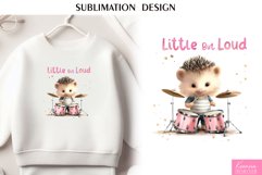 Watercolor Hedgehog Musician|Little but Loud T Shirt Design Product Image 1