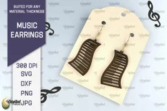 Music Earrings Laser Cut Design. Wooden Music Earrings SVG Product Image 1
