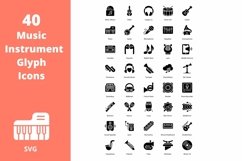 Music Instrument Icon Set Glyph 40 Icons Product Image 1