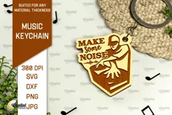 Music Keychain Laser Cut. Wooden Music Key Ring SVG Product Image 1