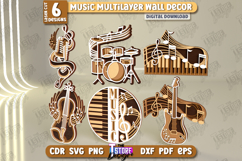Music Multilayered Wall Decor Laser Cut, Musical Mandala SVG Product Image 1