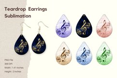 Music Note Marble Glitter Teardrop Earring Sublimation Product Image 1