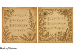 Vintage Music Note Papers Printable for Scrapbooking Crafts Product Image 2