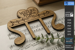 Music Page Clip Laser Cut | Music Note Page Holder SVG | CNC Product Image 1