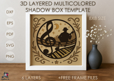 3D Music Pattern Guitar Shadow box SVG Papercut template Product Image 4