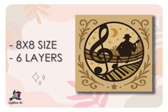 3D Music Pattern Guitar Shadow box SVG Papercut template Product Image 2