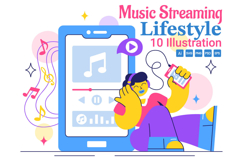 10 Music Streaming Lifestyle Illustration Product Image 1