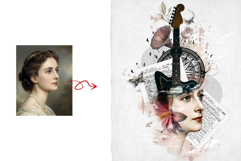 Vintage Musical Surrealism Mixed Media Portrait Collage Product Image 3