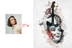 Vintage Musical Surrealism Mixed Media Portrait Collage Product Image 4