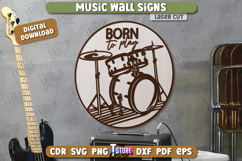 Music Wall Signs Laser Cut Bundle, Musical Instruments SVG Product Image 12