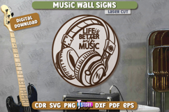 Music Wall Signs Laser Cut Bundle, Musical Instruments SVG Product Image 4