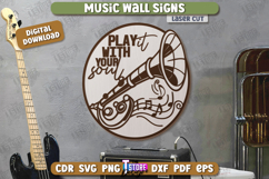 Music Wall Signs Laser Cut Bundle, Musical Instruments SVG Product Image 5