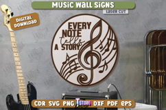 Music Wall Signs Laser Cut Bundle, Musical Instruments SVG Product Image 6