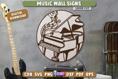 Music Wall Signs Laser Cut Bundle, Musical Instruments SVG Product Image 8