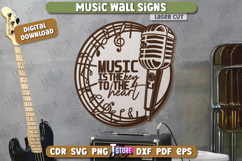 Music Wall Signs Laser Cut Bundle, Musical Instruments SVG Product Image 9