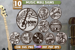 Music Wall Signs Laser Cut Bundle, Musical Instruments SVG Product Image 1