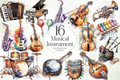Musical Instrument Watercolor Clipart Product Image 1