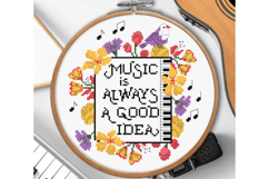 Music Cross stitch pattern PDF Musician Piano Sing Flowers Product Image 1