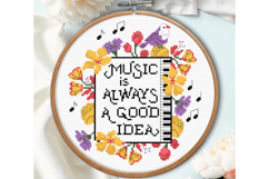 Music Cross stitch pattern PDF Musician Piano Sing Flowers Product Image 3