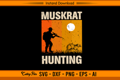Muskrat Hunting SVG Retro Sunset Hunter Design Product Image 1