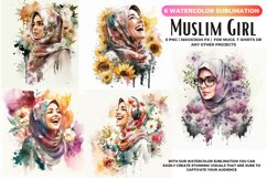 Muslim Girl Floral portrait | Muslim Woman illustration Product Image 1
