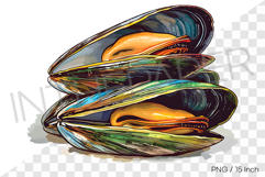 Rough ridge mussel shell PNG clam clipart marine cartoon Product Image 1
