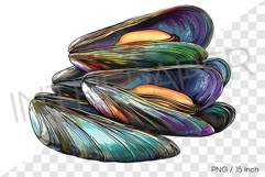High stacked mussel pile PNG clam clipart marine cartoon Product Image 1