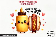 Funny Valentine&#039;s day Food Couple BUNDLE PNG. Product Image 9