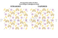 muted daisy rainbow skinny tumbler sublimation design for 20oz and 30oz skinny tumbler sublimation wrap