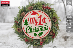 My 1st Christmas SVG | Christmas Round Sign SVG | Xmas SVG Product Image 1