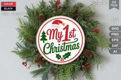 My 1st Christmas SVG | Christmas Round Sign SVG | Xmas SVG Product Image 2
